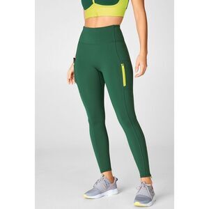 Fabletics trinity green scuba ankle zip high waist side pocket leggings small